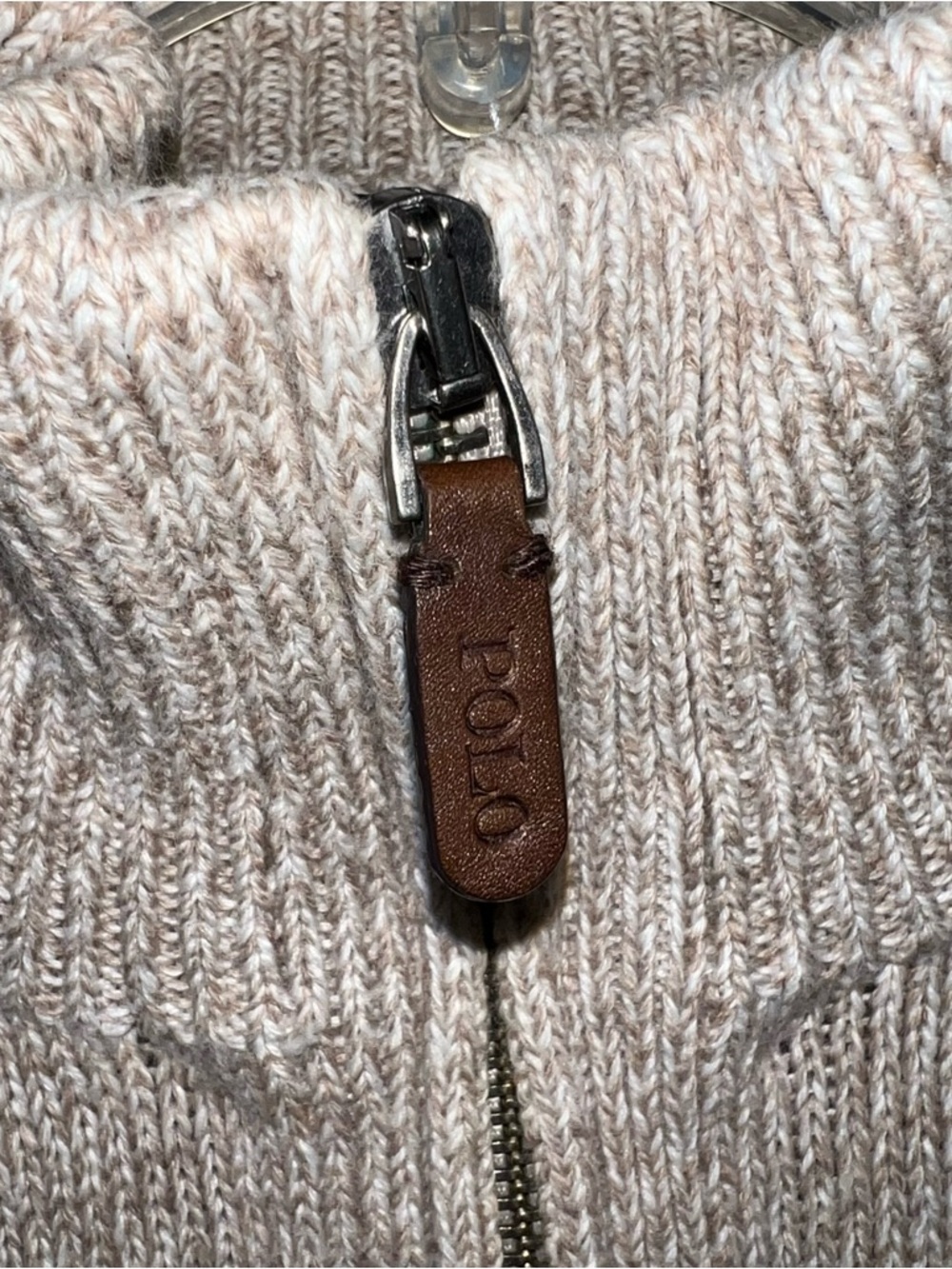 Polo by Ralph Lauren Men’s Quarter-Zip Sweater - Beige Oatmeal Cotton Blend XL - Picture 7 of 13